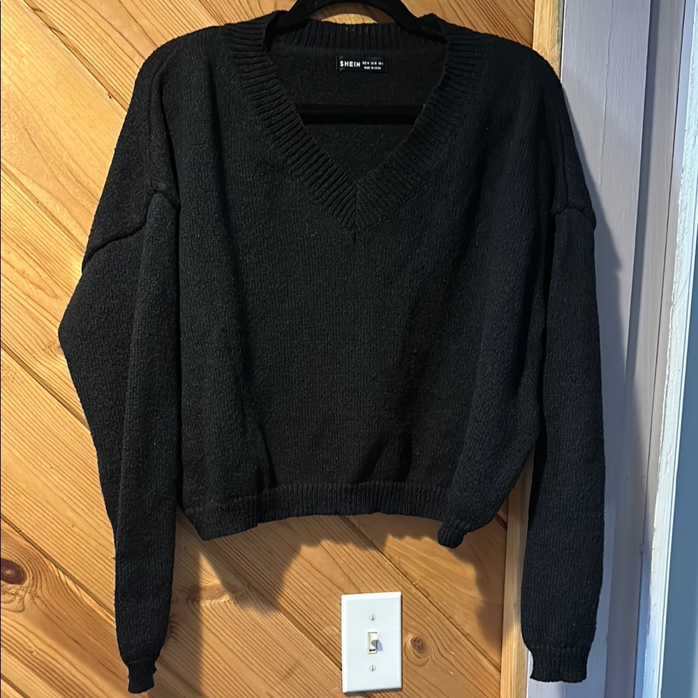 H&M Black V-Neck Sweater Classic Knitwear